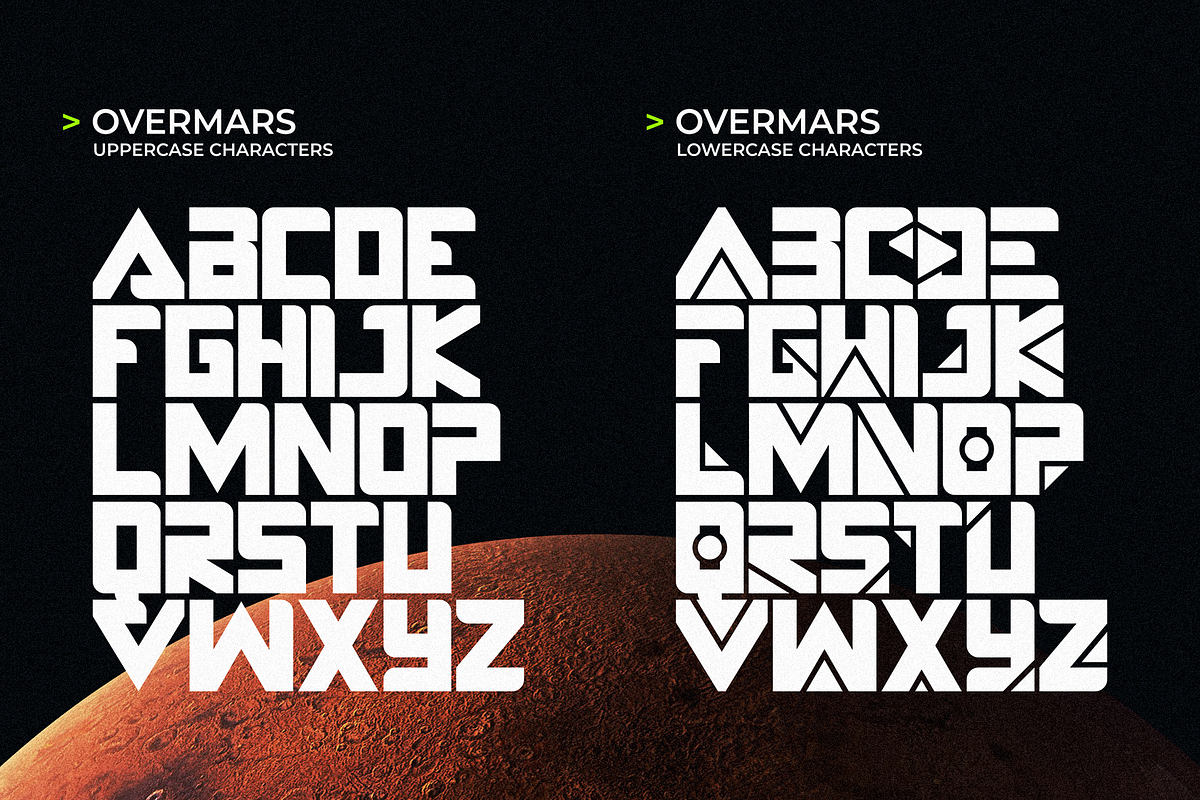 Overmars – Futuristic Techno Font, a Font by figuree studio (Photo 5 of 8)
