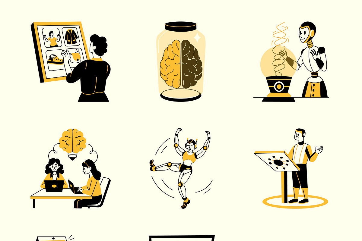 Artificial Intelligence Drawing Set, a Solid Icon by Vectors Market (Photo 9 of 9)
