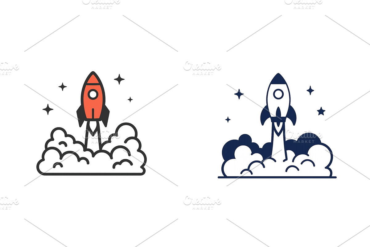Rocket launching into space with, an Illustration by ZinetroN