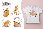 Adorable Capybaras clipart, an Animal Illustration by PenguinArtStudio (Thumbnail 3 of 7)