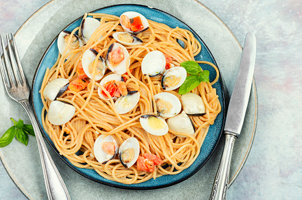 Yummy pasta with seafood., a Food & Drink Photo by MLunov MLunov
