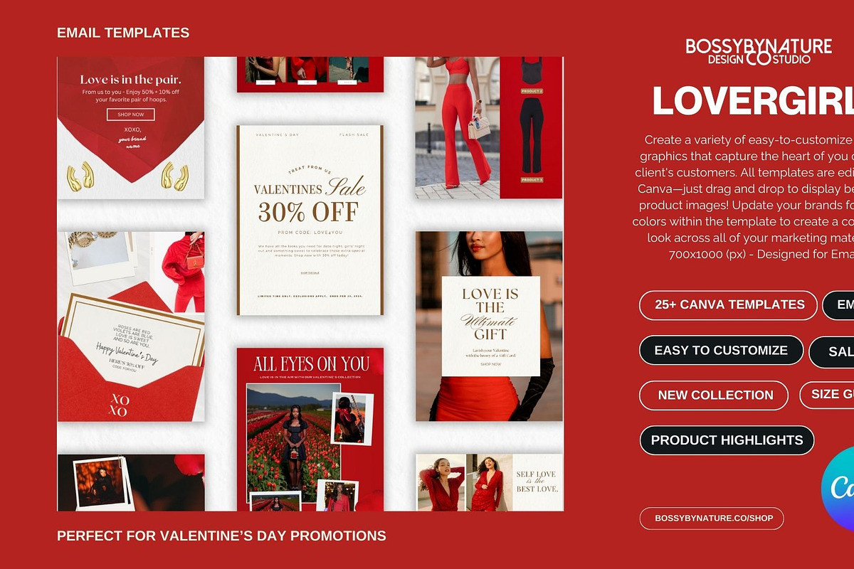 LOVERGIRL | Email Templates (Canva), a Templates & Theme by BossyByNature Designs (Photo 5 of 5)