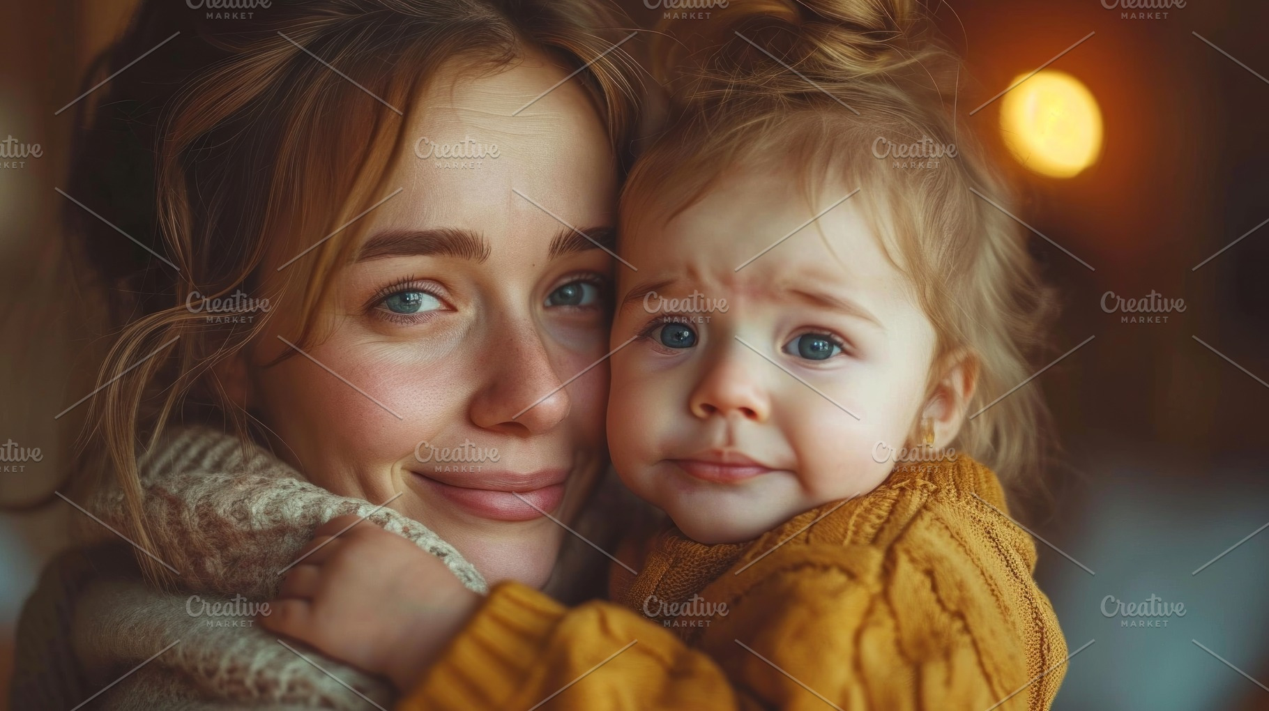 Portrait of beautiful young mother with her sad little daughter, a Person Photo by AS photostudio