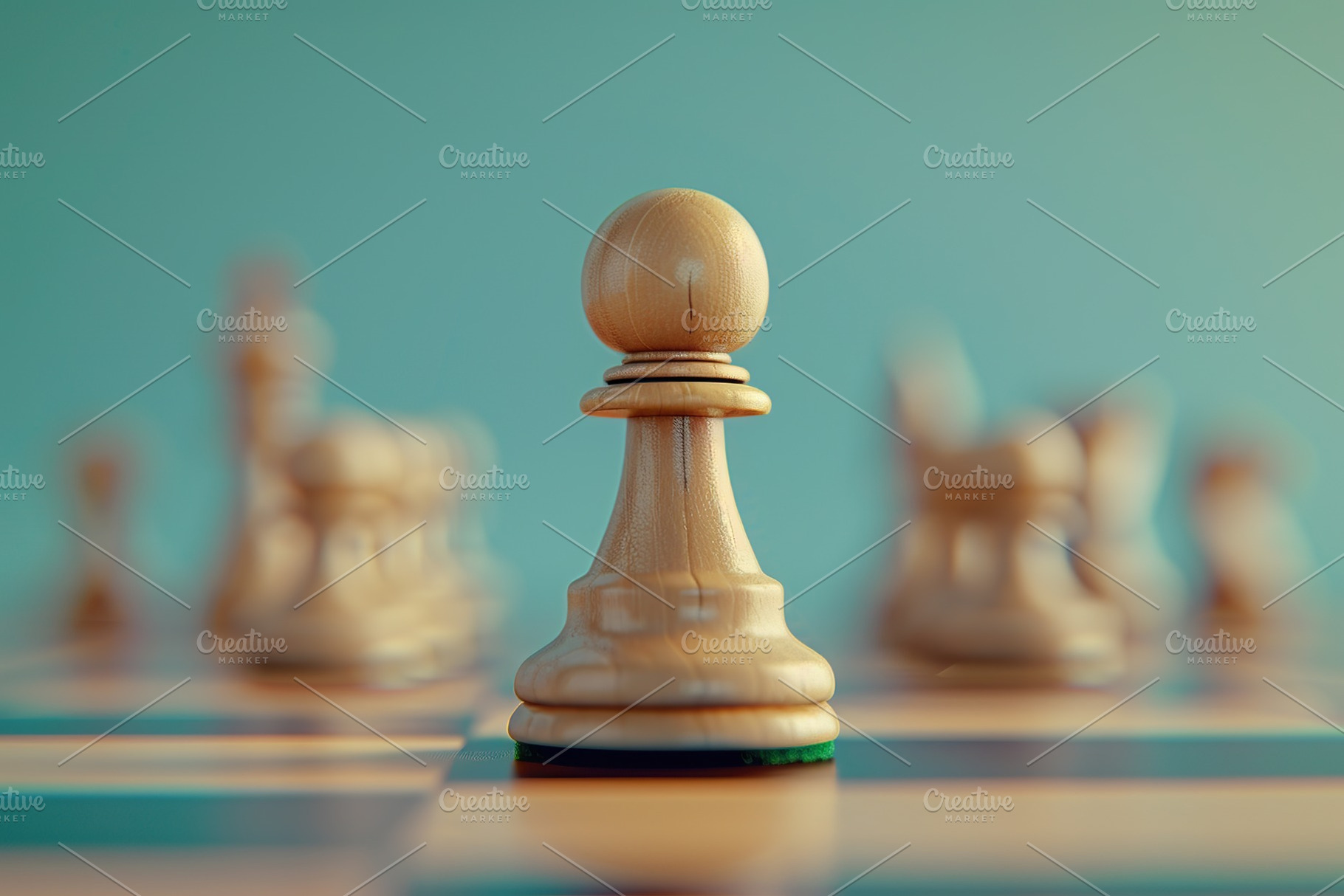 Chess pawn on chessboard on blue background, an Arts & Entertainment Photo by AlyaAnd