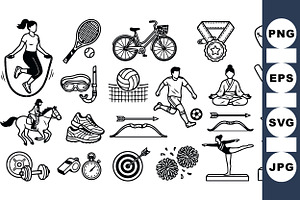 Active Sports Icon Vector Set, an Illustration by designvectx