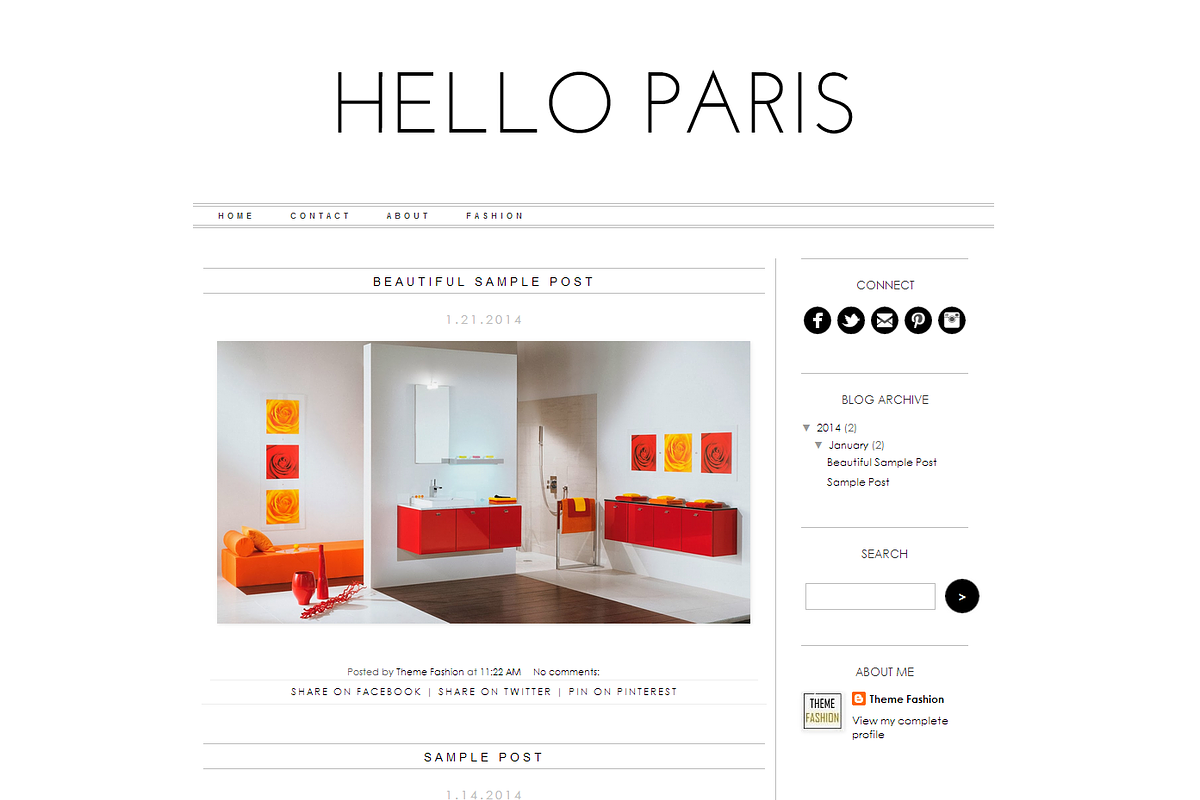 Blogger Template - Hello Paris, a Templates & Theme by Theme Fashion (Photo 1 of 2)