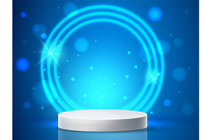 Realistic white stage podium with, an Illustration by Vectorbuum
