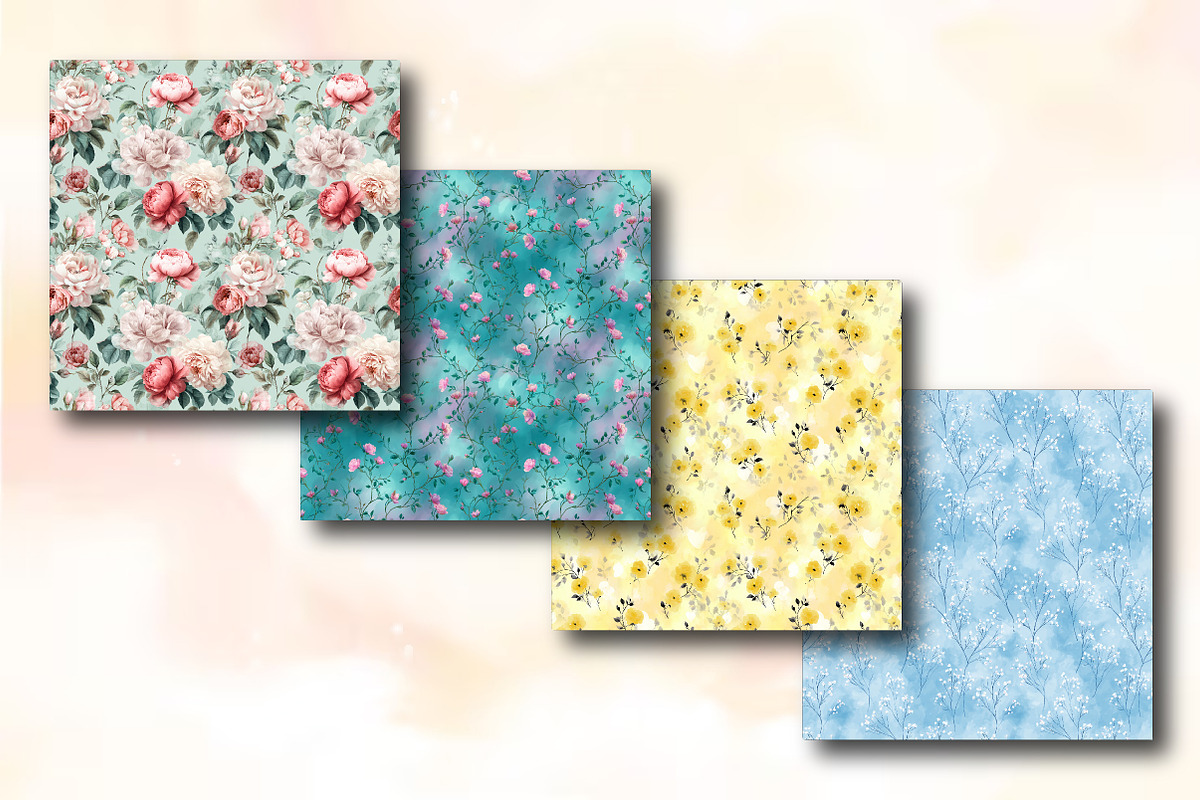 Blossoming Valentine Florals Pattern, a Texture Illustration by RobertsArt (Photo 2 of 5)