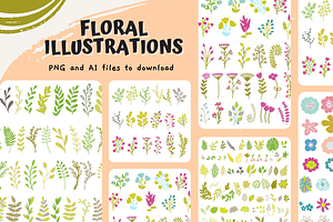 Floral illustrations, vector objects