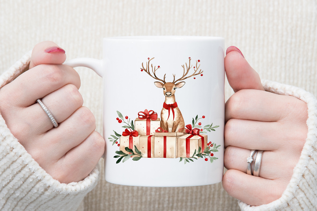 Reindeer Merry Christmas Clipart Bun, an Illustration by Sublimation Artist (Photo 5 of 6)