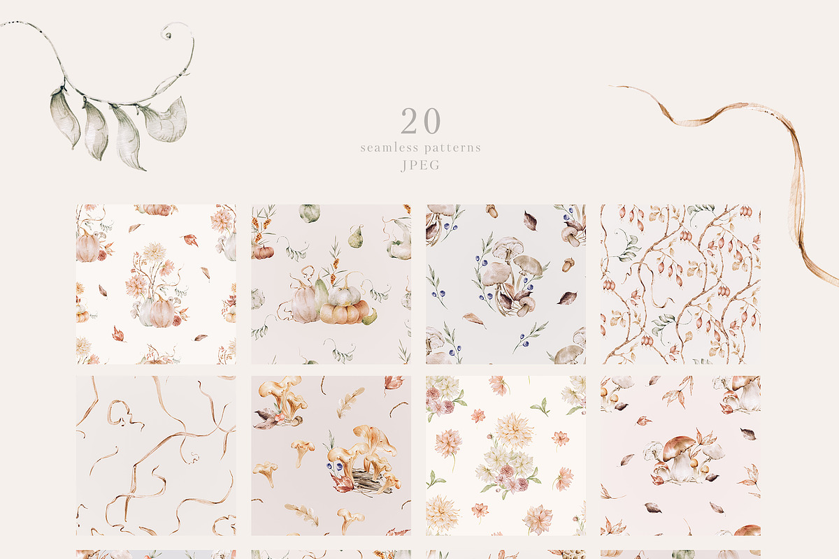 Fall dahlias, pumpkins and mushrooms, an Illustration by astelenadesign (Photo 13 of 16)