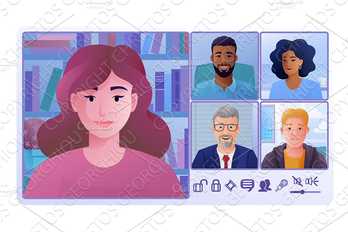 Woman Video Conference Call Online, a Person Illustration by Christos Georghiou