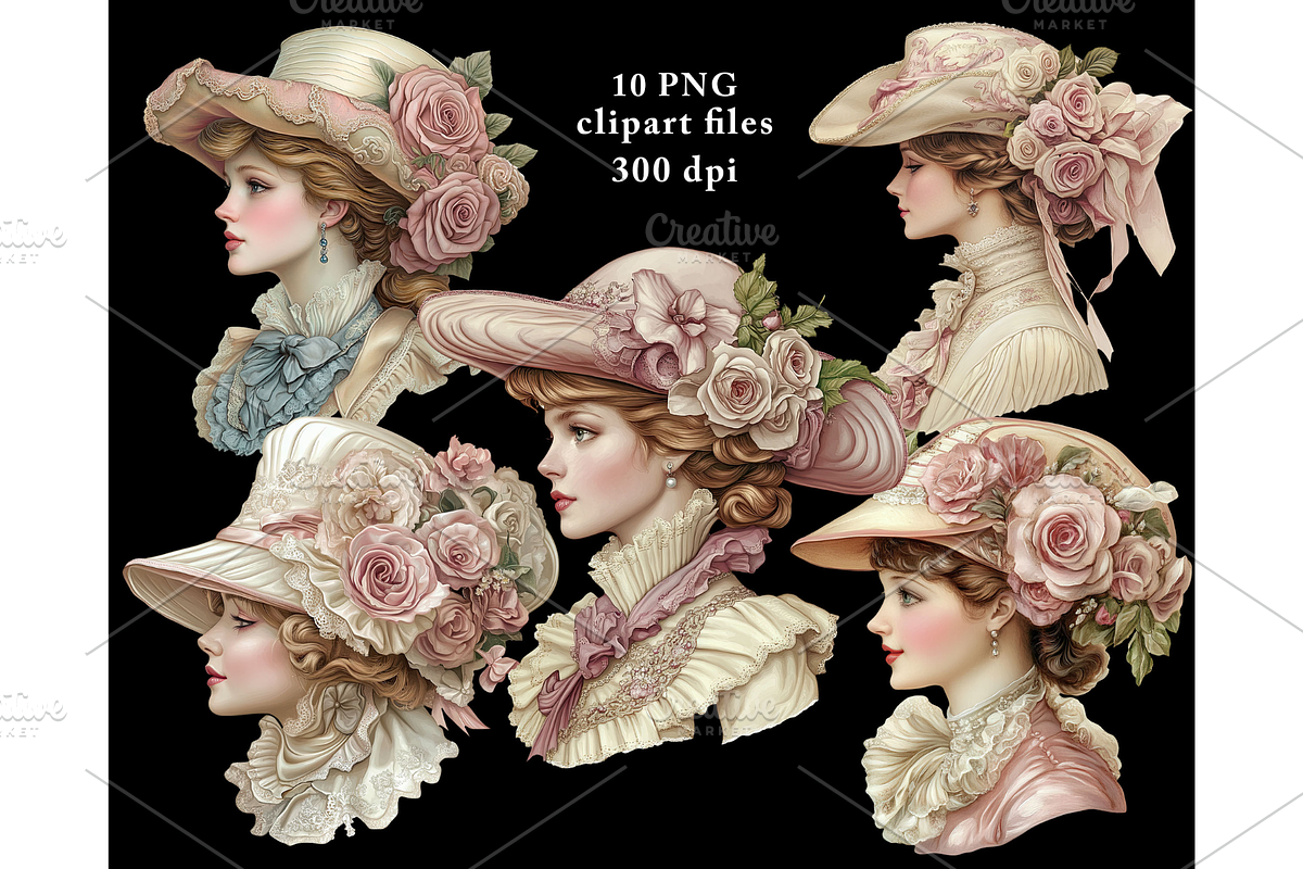Victorian Lady Portrait Clipart PNG, an Illustration by Memories By Lea (Photo 3 of 9)