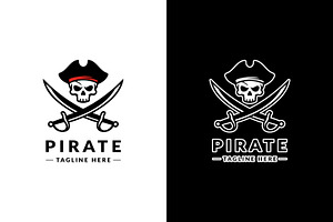 Pirate skull logo wearing a hat, a Branding & Logo Template by Saba Vector
