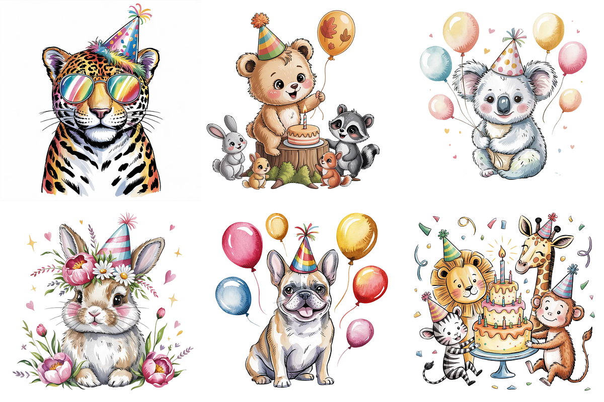 happy birthday animal sublimation, an Illustration by Milano Creative (Photo 3 of 3)