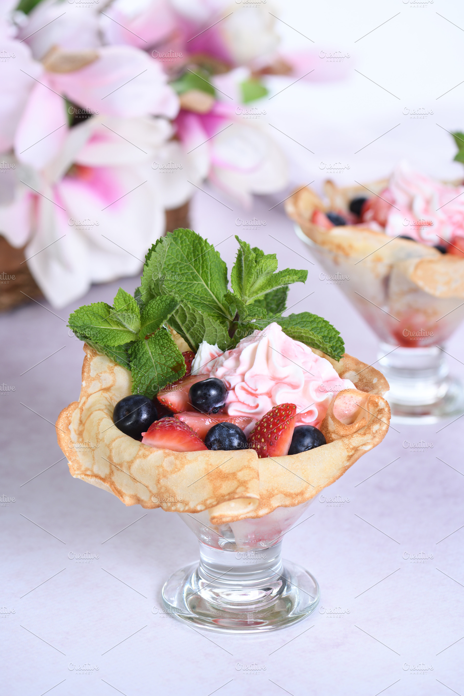 French Crepes with Filling and Fruit, a Food & Drink Photo by Apolonia