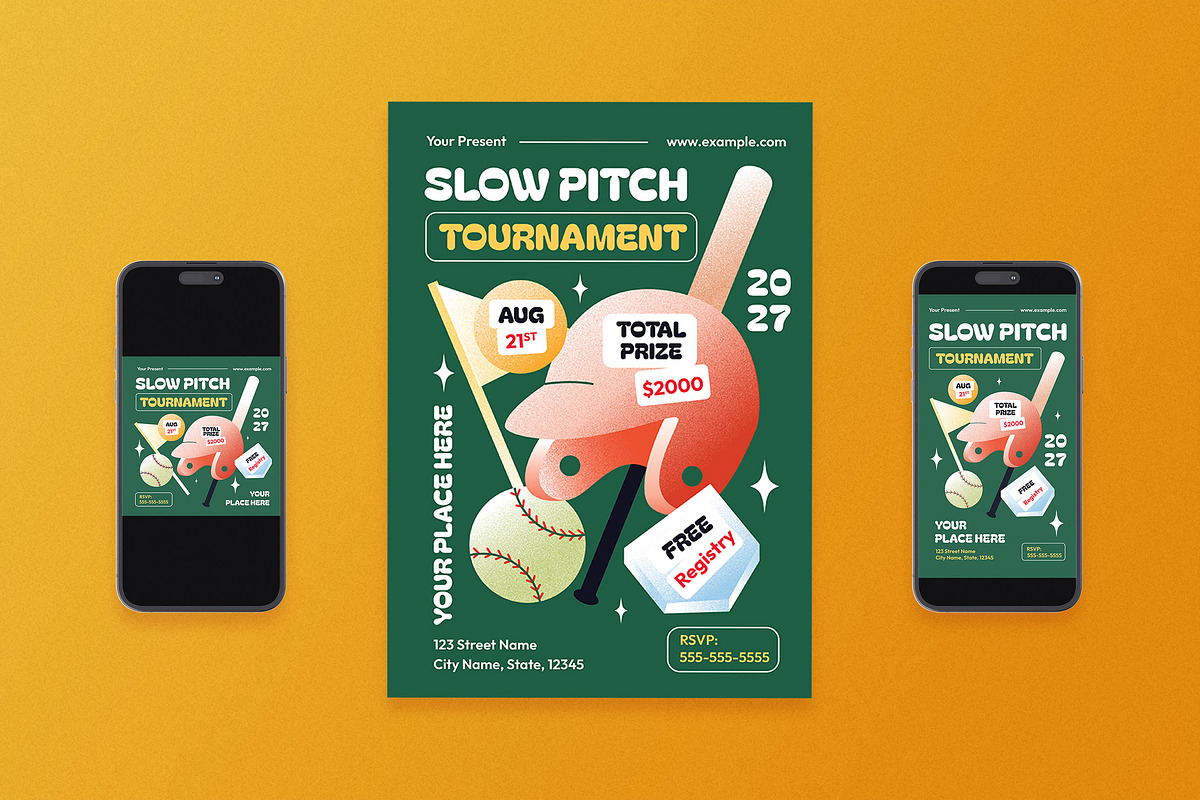 Slow Pitch Tournament Flyer Set, a Flyer Template by Aiyari Graphic (Photo 1 of 3)
