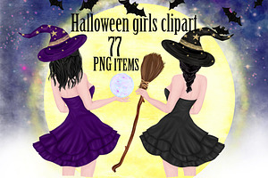 Halloween girls clipart, Witches Png
