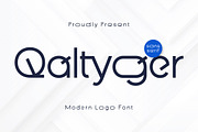Qaltyger - Modern Logo Font, a Sans Serif Font by trabaskriya (Thumbnail 1 of 7)