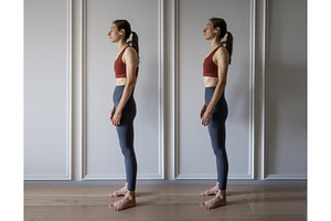 Woman showing a visual comparison of