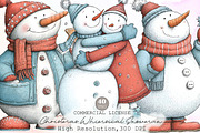 Christmas Whimsical Snowman Clipart, an Illustration by Sublimation Artist (Thumbnail 1 of 6)