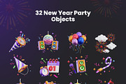 New Year Party 3D Icons, an Object 3D Model by Rakata Studio (Thumbnail 7 of 7)