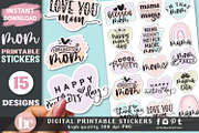 Mom Stickers Hearts & Rainbow PNG, a Decorative Illustration by TheBlackCatPrints (Thumbnail 2 of 2)