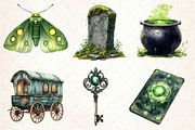 Antique Green Halloween Clipart, an Illustration by Dream Creation (Thumbnail 2 of 7)