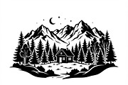 50 Forest Cabin Landscape Silhouette, an Empty State Illustration by Amazin_art (Thumbnail 13 of 38)