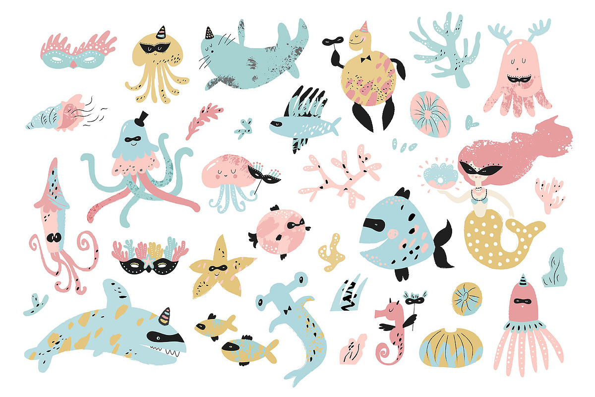 Sea carnival. Graphic Collection, an Animal Illustration by Maru_art (Photo 4 of 14)