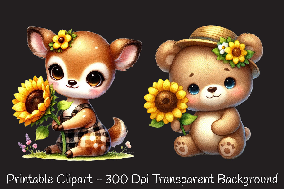 spring animal sunflowers sublimation, an Illustration by RobertsArt (Photo 3 of 4)
