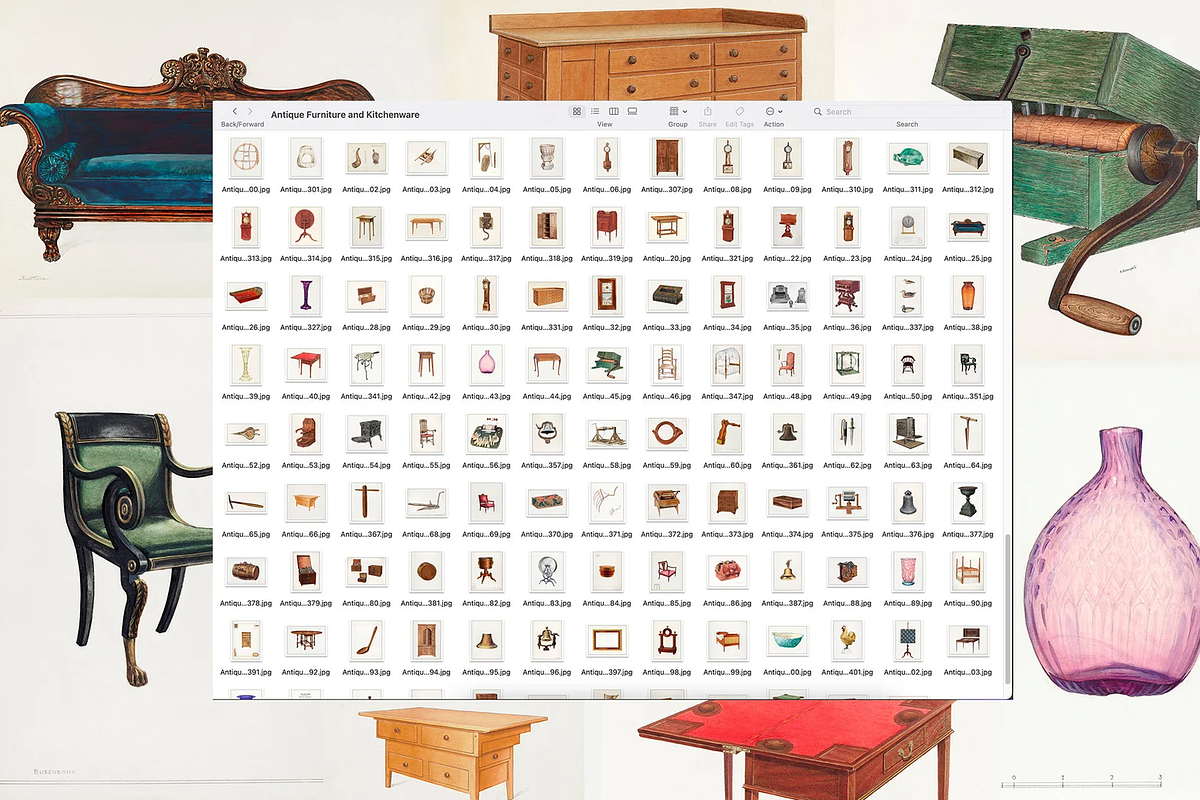 400+ Antique Furniture Kitchenware, a Decorative Illustration by Digital Museum (Photo 3 of 10)