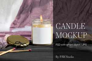 Halloween Candle Mockup Label fall