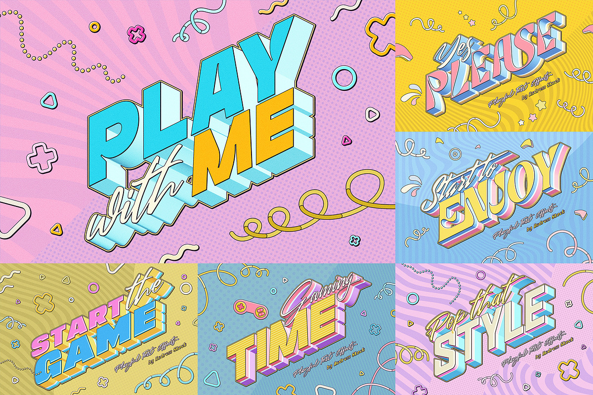 Playful Text Effects, a Layer Style Add-On by Andrew Skoch Design (Photo 1 of 9)