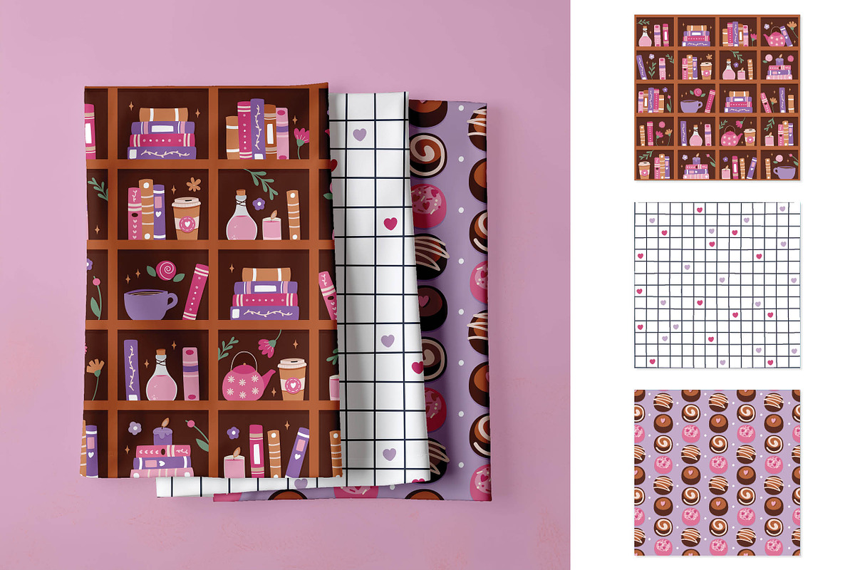 Bookish Valentine Seamless Patterns, a Pattern Graphic by Alanna Messina Design Co (Photo 6 of 8)