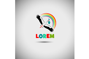 Stork logo. hand drawn. Not AI, an Animal Illustration by Nenahliadava Design