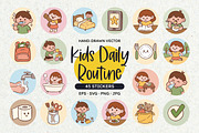Kids Daily Routine Sticker Set, an Education Illustration by insemar (Thumbnail 1 of 4)