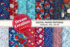 Floral Digital Paper, Ditsy Flowers