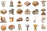 Sepia Autumn Farm Clipart, an Illustration by Sublimation Artist (Thumbnail 2 of 6)