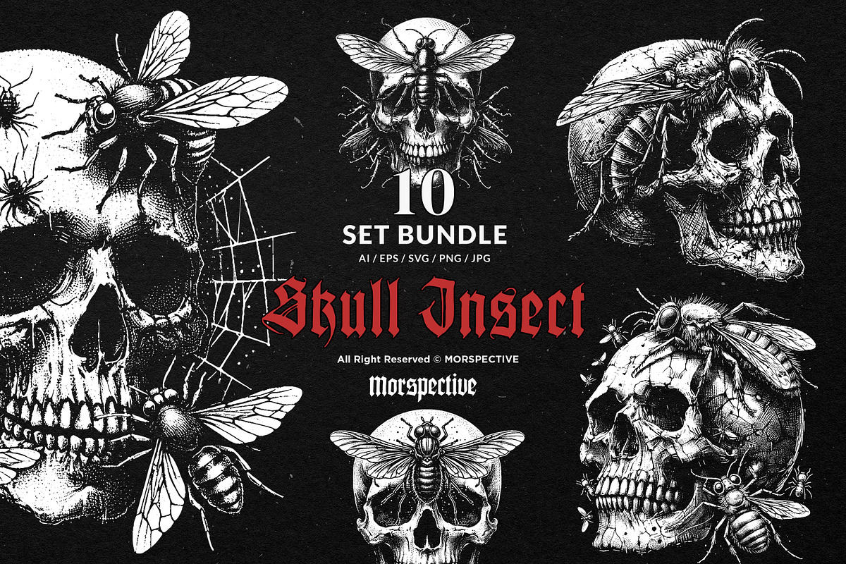 10 Bundle Dark Art Skull Insect, an Illustration by Morspective (Photo 1 of 7)