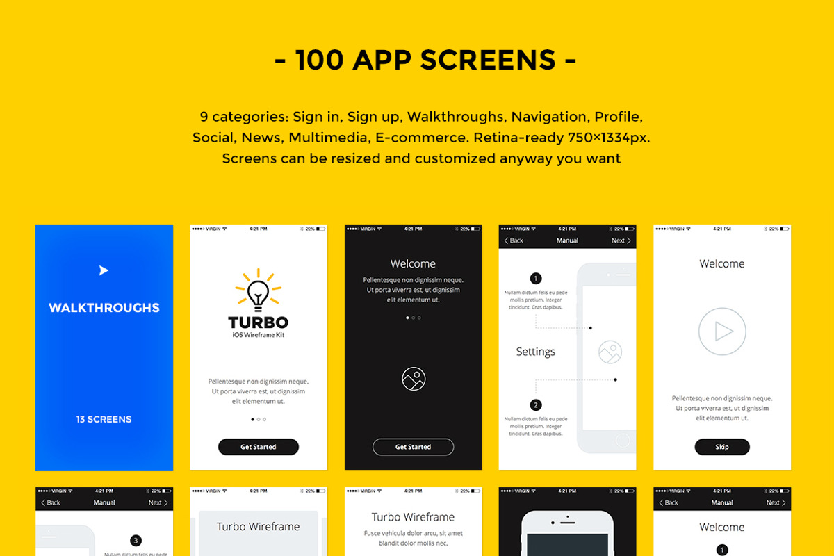 TURBO iOS Wireframe Kit, a Wireframe Template by Just UI (Photo 4 of 11)