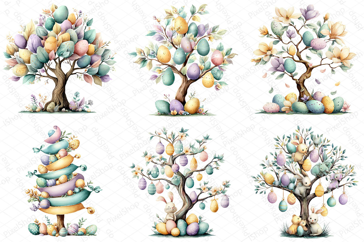 Easter Tree Clipart PNG Bundle, an Illustration by DreamPrint404 (Photo 4 of 6)