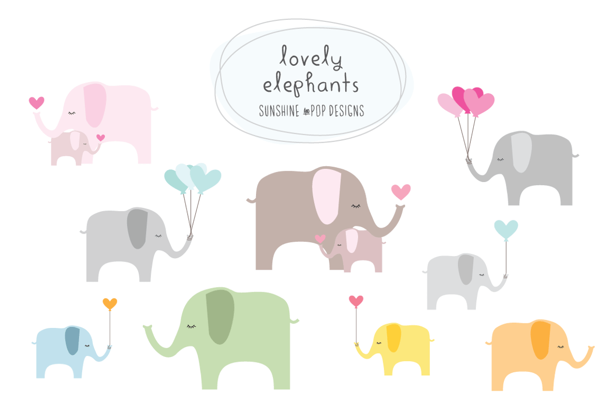 Lovely Elephants (Vector File)