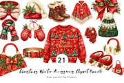 Christmas Winter Accessories Clipart, a Seasonal Illustration by CreationArt (Thumbnail 1 of 6)