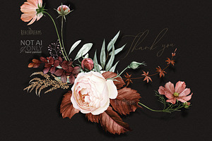 Terracotta Fall Floral Clipart