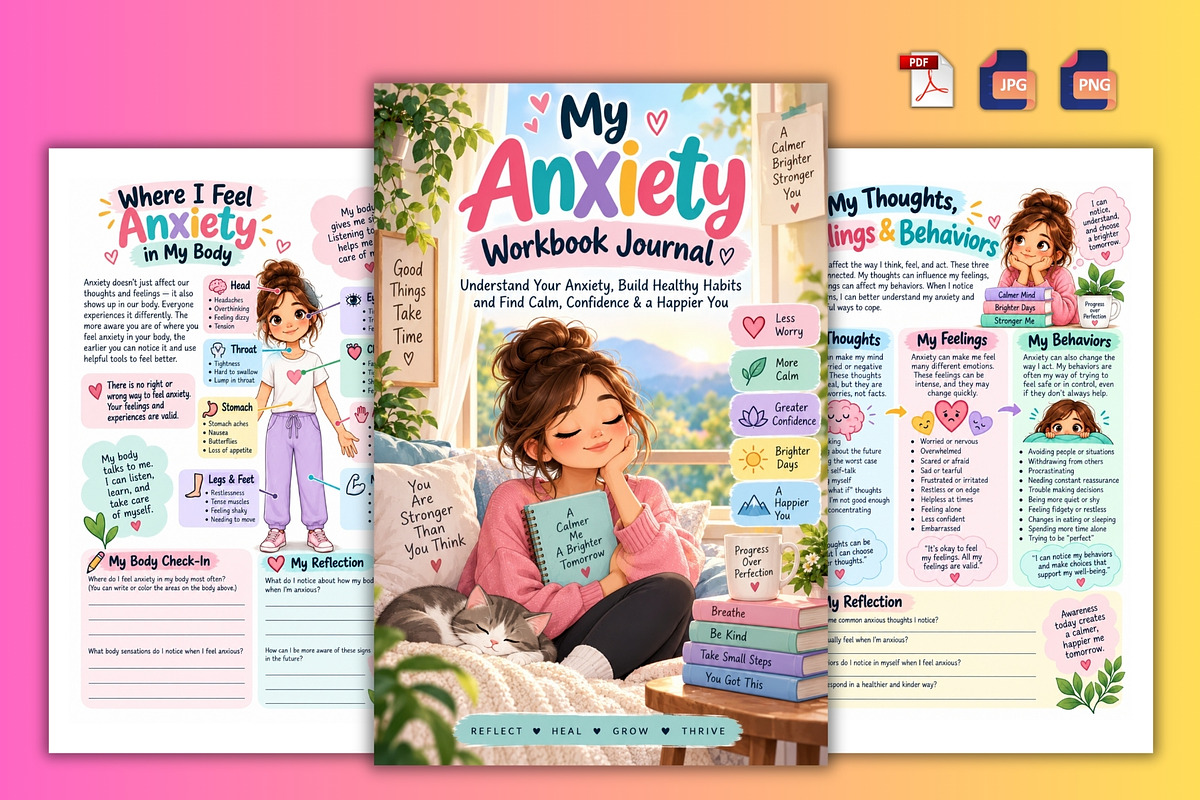 My Anxiety Workbook Journal, a Stationery Template by Designmela01 (Photo 3 of 6)