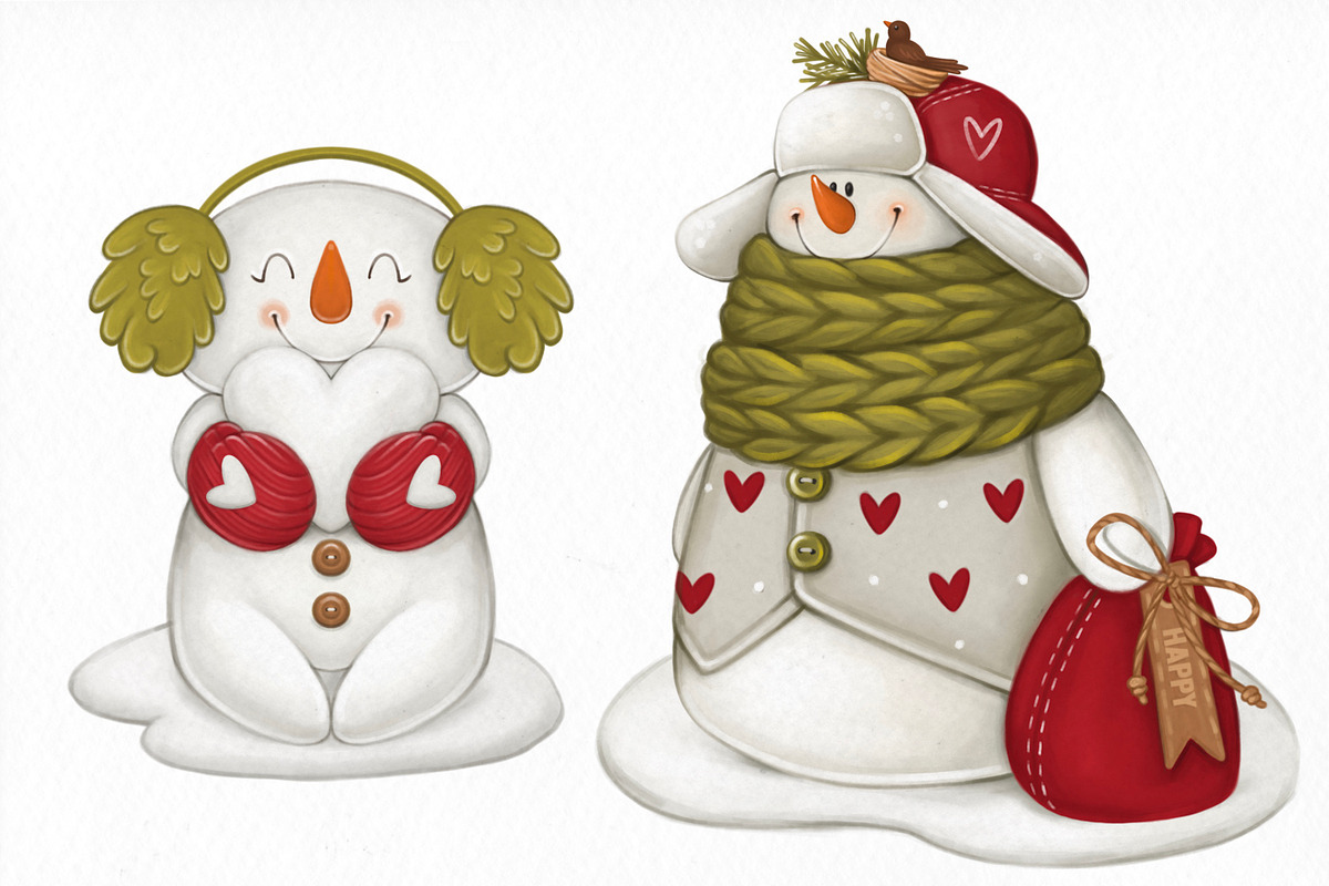 Snowman Winter collection, an Illustration by designs.svkl (Photo 3 of 6)