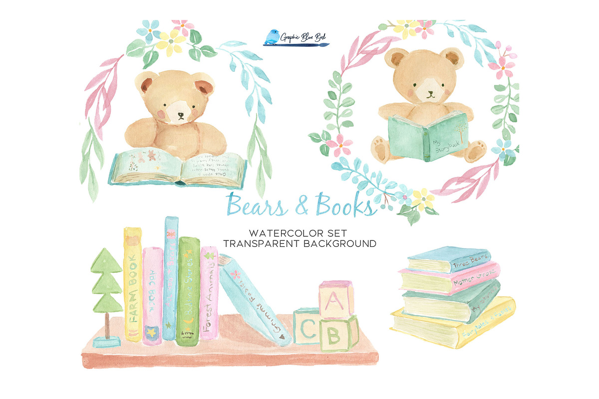 Bears and Books: Nursery Baby Shower, a Decorative Illustration by Graphic Blue Bird (Photo 1 of 5)
