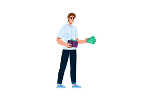 Smiling man holding wallet and, a Finance Illustration by pikepicture