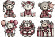 Quirky Christmas Teddy Bear Clipart, an Illustration by Black Bird Studio (Thumbnail 3 of 6)
